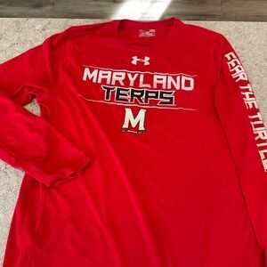 Maryland Terrepins Under Armour  Long Sleeve Red Graphic Tee-Large